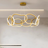 Modern Stainless Steel LED Chandelier Bean-Shaped Circle Pendant Light Elegant Home Lighting