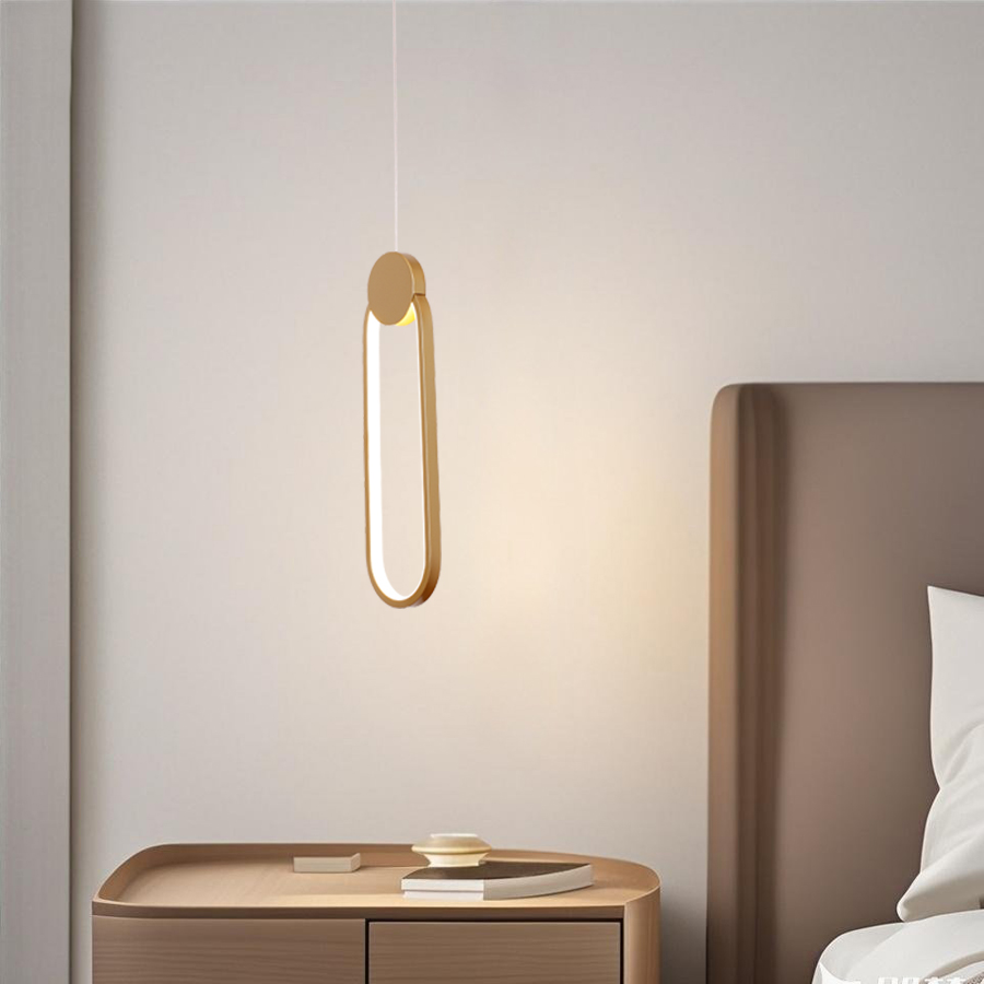 Modern Aluminum LED Pendant Light Oval Shape Energy-Efficient Hanging Lamp
