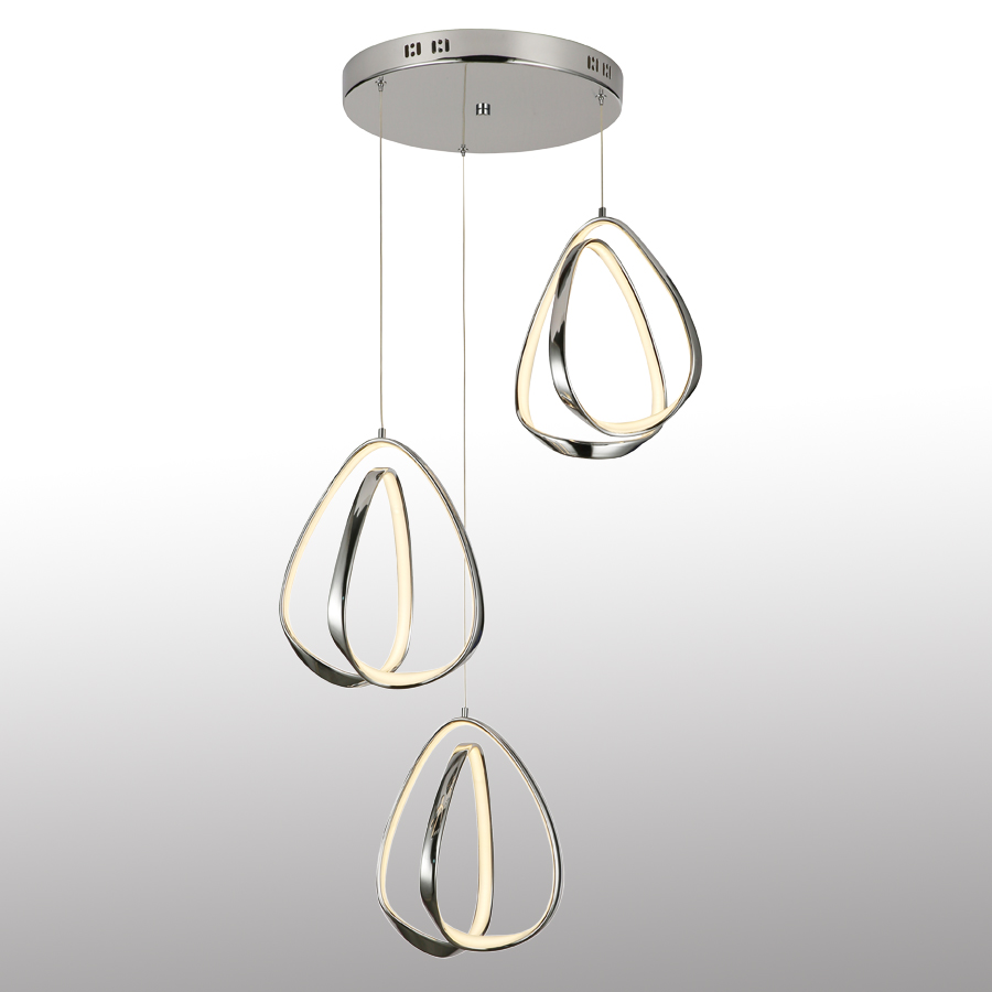 Stylish Chrome Aluminum LED Hanging Light 3 Heads & 6 Heads