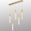 Horizontal Crystal Rod Pendant Light Indoor Decorative Fixture Chandelier Five Heads
