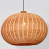 Rustic Countryside Style Handwoven Caged-Shaped Natural Plant Fibers Pendant Light With E27 Socket Fixture