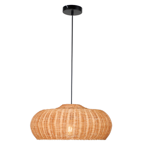 Rattan Handwoven Cage-Like Natural Plant Fibers Pendant Light For Indoor Decor
