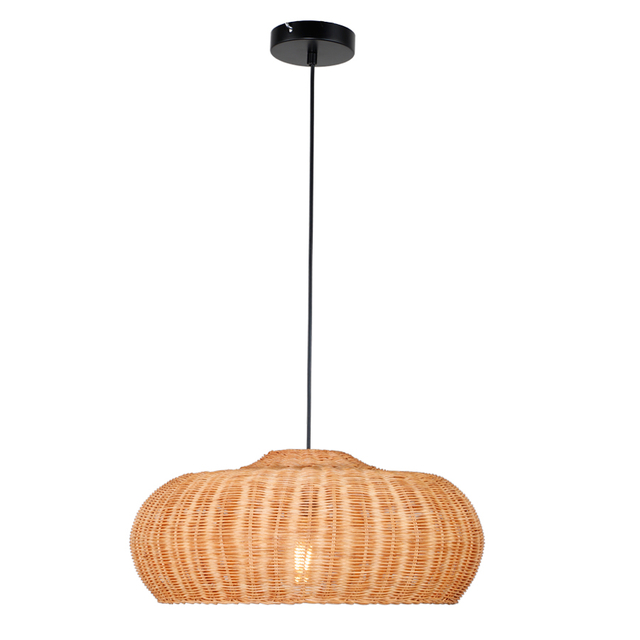 Rattan Handwoven Cage-Like Natural Plant Fibers Pendant Light For Indoor Decor