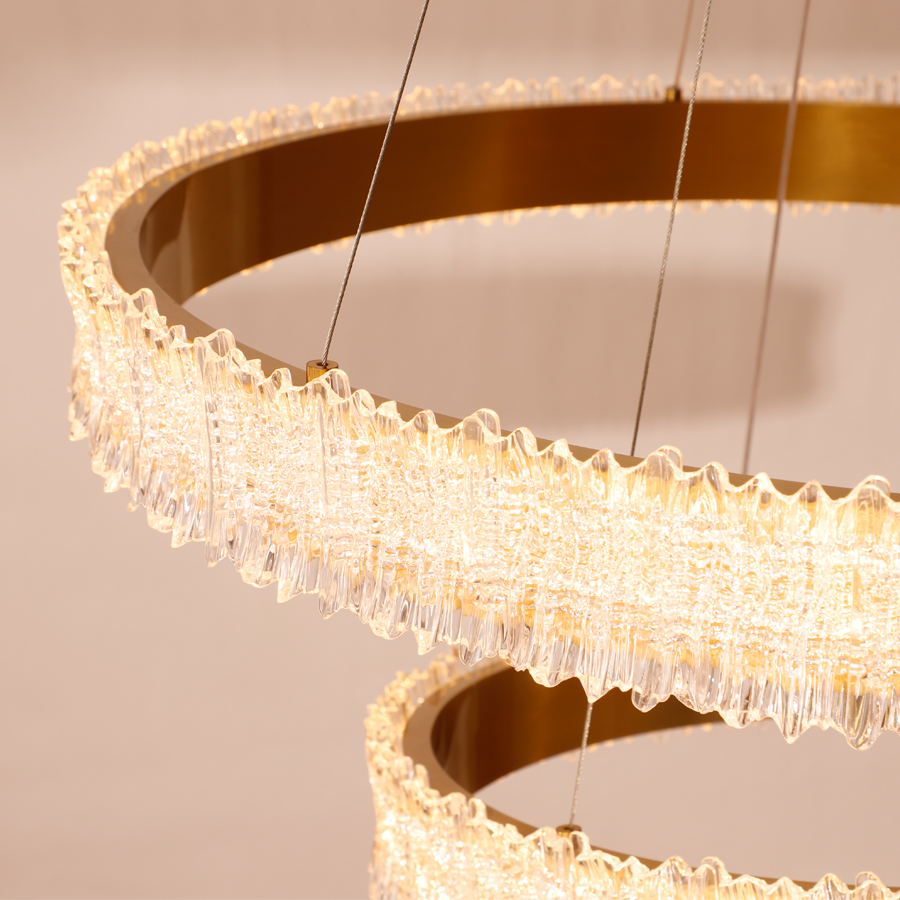 LED Circular Transparent Acrylic Chandelier Two Tiers For Living Room Decor