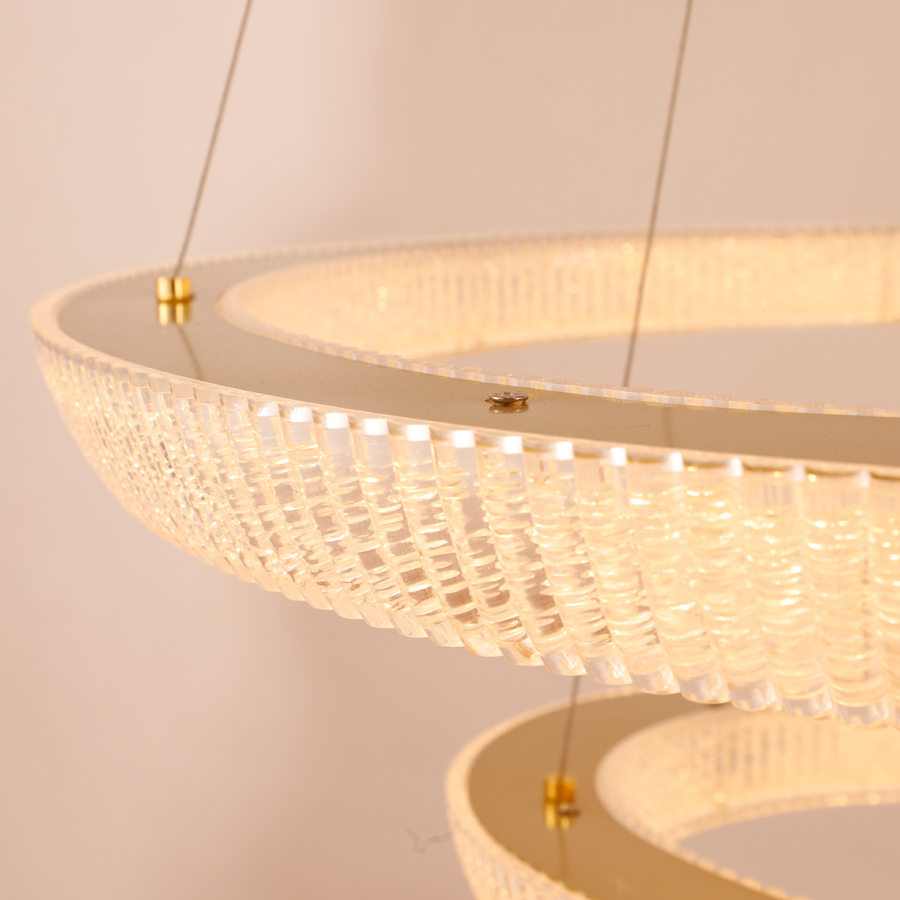 LED Circular Transparent Acrylic Chandelier Two Tiers Bright In Both Sides