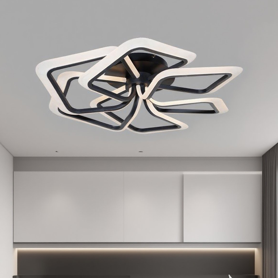 Artistic Design Square Combination LED Ceiling Lamp Six Heads Black Color 3000K