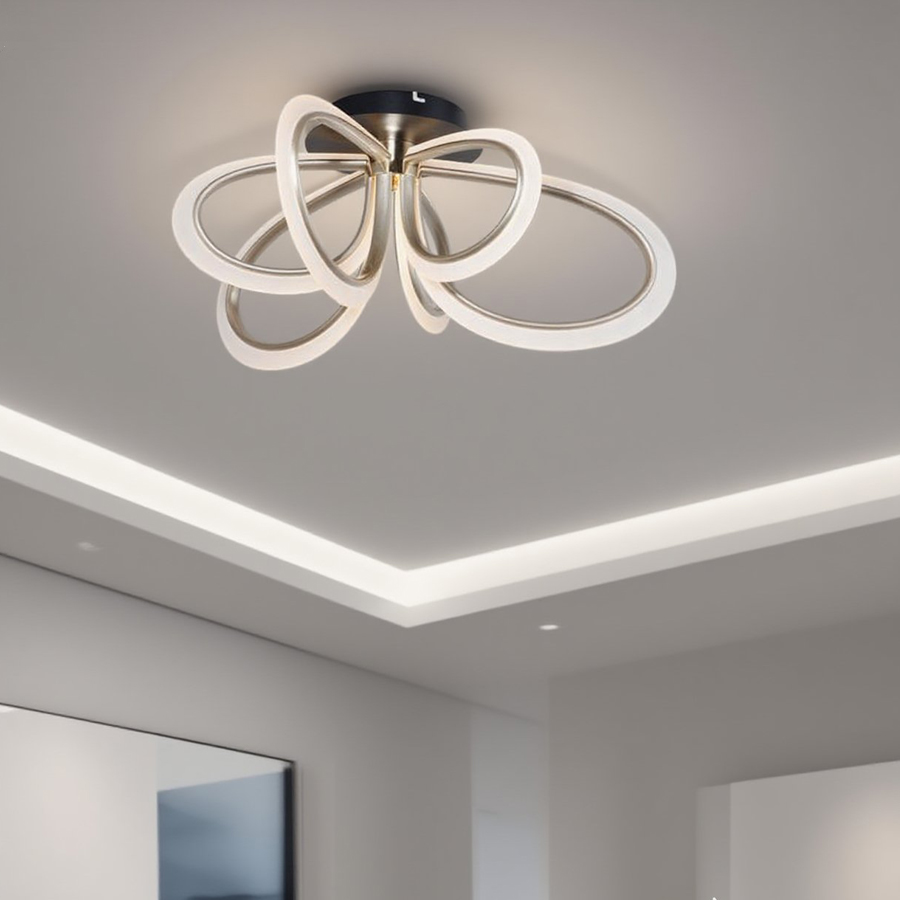 Contemporary Acrylic Ceiling Light with Floral Design Six Heads 3000K