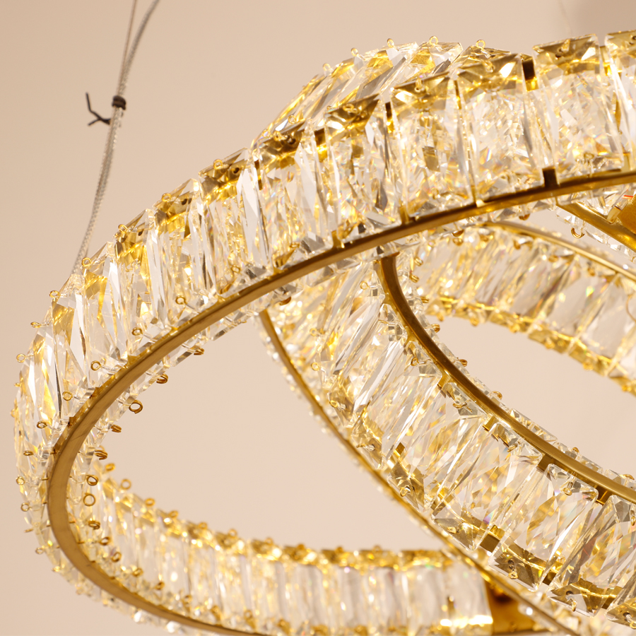 Circle Crystal LED Chandelier Luxurious Indoor Illumination Pendant Light 3000K/4000K/6000K