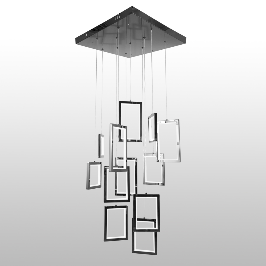 Small Rectangular Combination Stainless Steel Chandelier Staircase Light 3000K/4000K/6000K