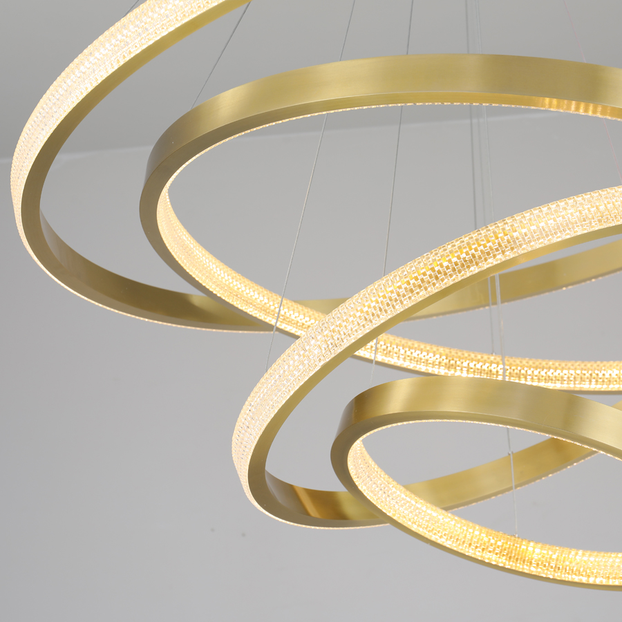 LED Aluminum Acrylic Circle Round Ring Pendant Light Four Tiers 