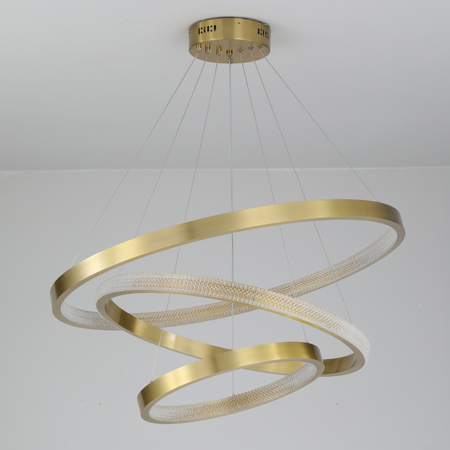 LED Aluminum Acrylic Circle Round Ring Pendant Light Three Tiers 