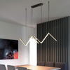 LED Double Linear Wave Aluminum Dinning Room Pendant Lamp Black Color MT-LD267-BK