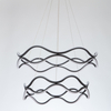 Aluminum Wave shaped LED Pendant Light Two Tiers Black Color