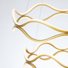 Aluminum Wave shaped LED Pendant Light Two Tiers Gold Color