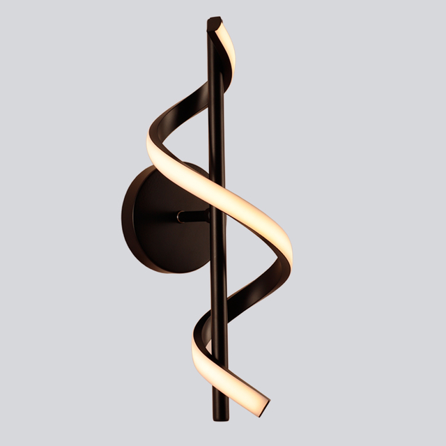 Modern Artistic LED S-Shaped & Spiral Aluminum Wall Light Bedside Wall Lamp Black Color