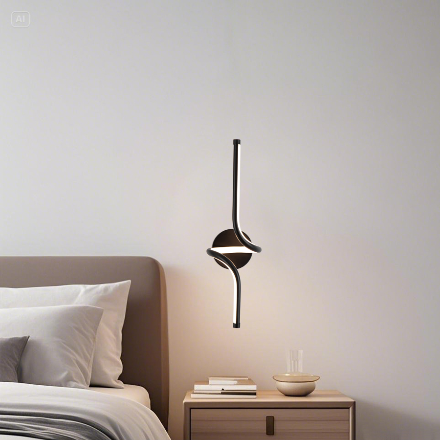 Modern Creative Artistic LED Aluminum Curved Line Wall Lamp 