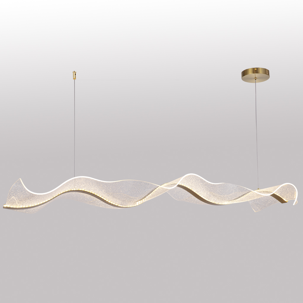 Big LED Wave Aluminum Acrylic Suspended Pendant Light 3000K Chandelier