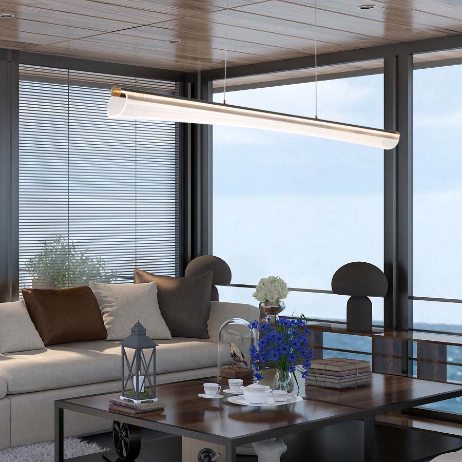 LED Tube Acrylic Pendant Light LED line Chandelier 3000K For Dining Room