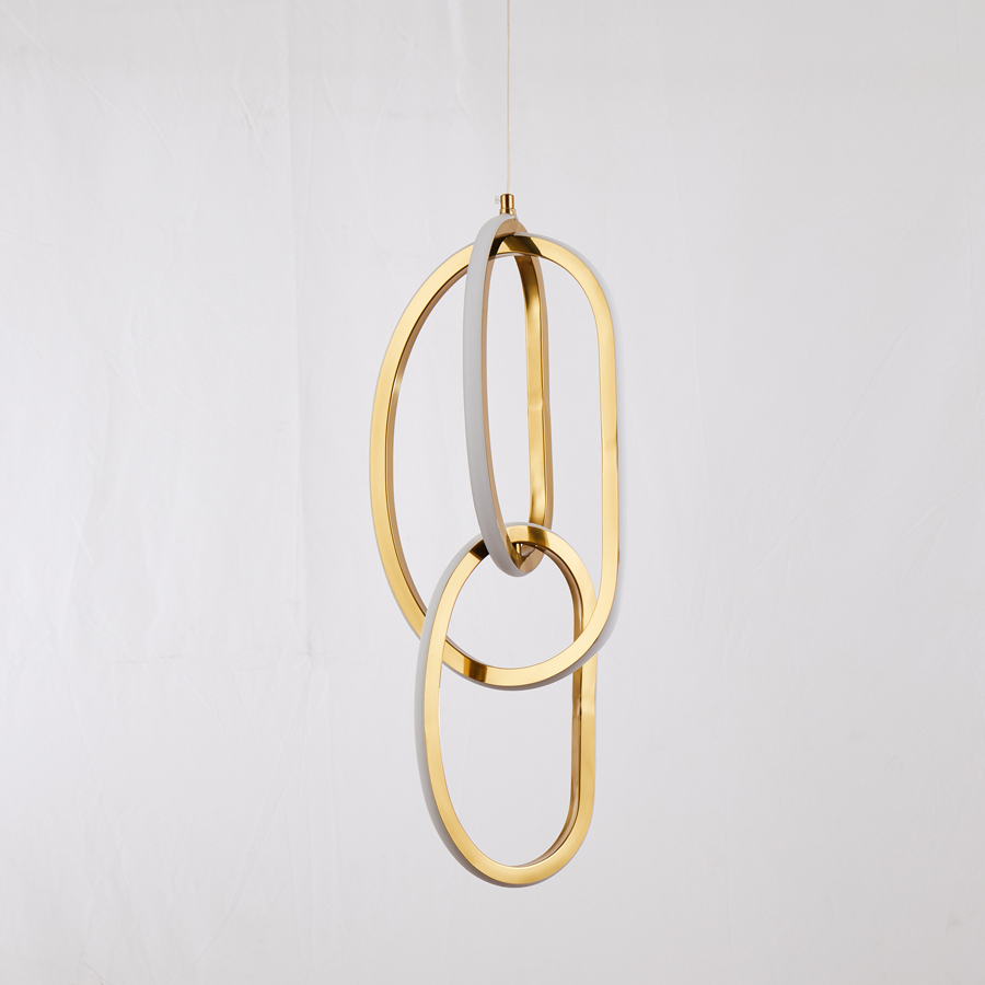 Modern Stainless Steel LED Chandelier Bean-Shaped Pendant Light Elegant Home Lighting