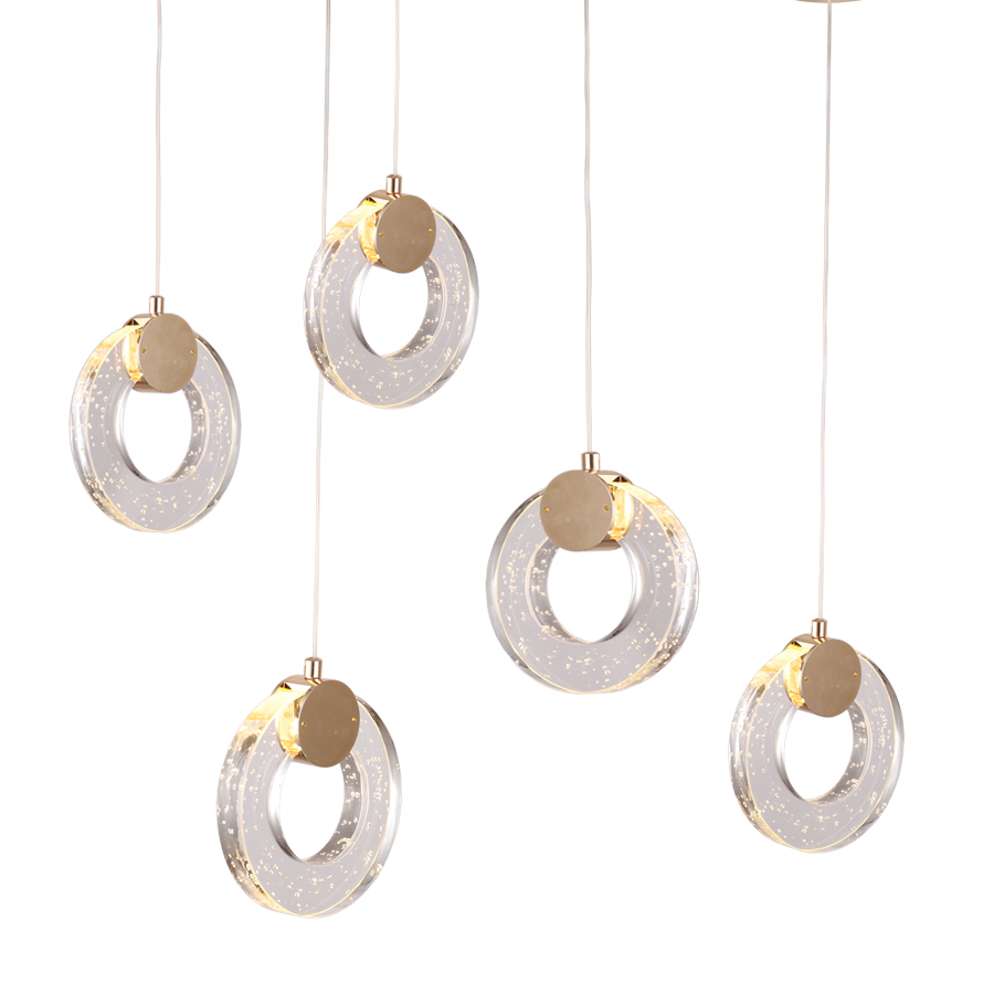 Elegant Crystal Glass Circle Ring Pendant Light Indoor Decorative Fixture Perfect For Home Decor