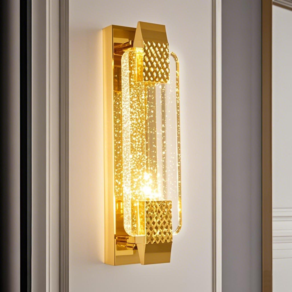  Rectangular Crystal Block Glass Wall Light Fixture For Interior Wall Lighting