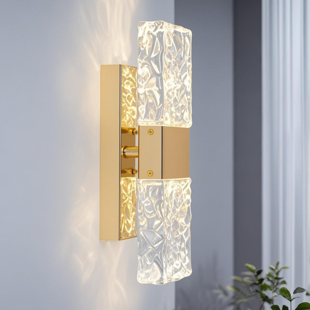 Wave-Shaped Crystal Block Wall Lamp Fixture For Interior Wall Lighting