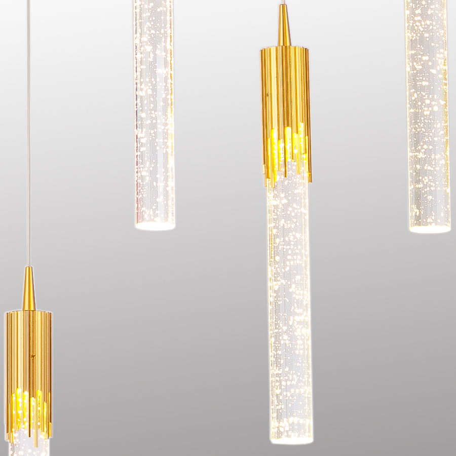 Horizontal Crystal Rod Pendant Light Indoor Decorative Fixture Chandelier Five Heads