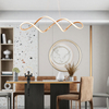 Horizontal Wave-Shaped Curve Design Plated Gold Aluminum Pendant Light