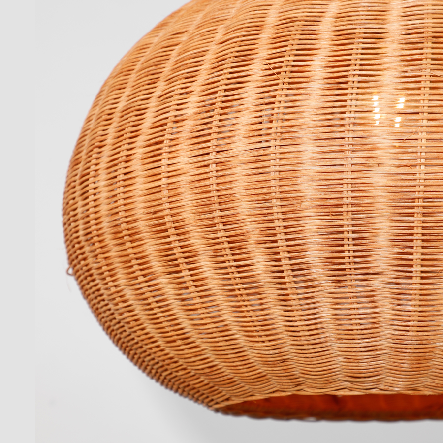 Rustic Countryside Style Handwoven Caged-Shaped Natural Plant Fibers Pendant Light With E27 Socket Fixture