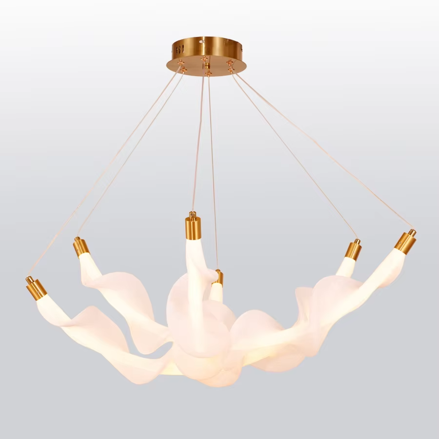 Artistic Mesh Fabric Silicone LED Pendant Light 3000K Adjustable Height