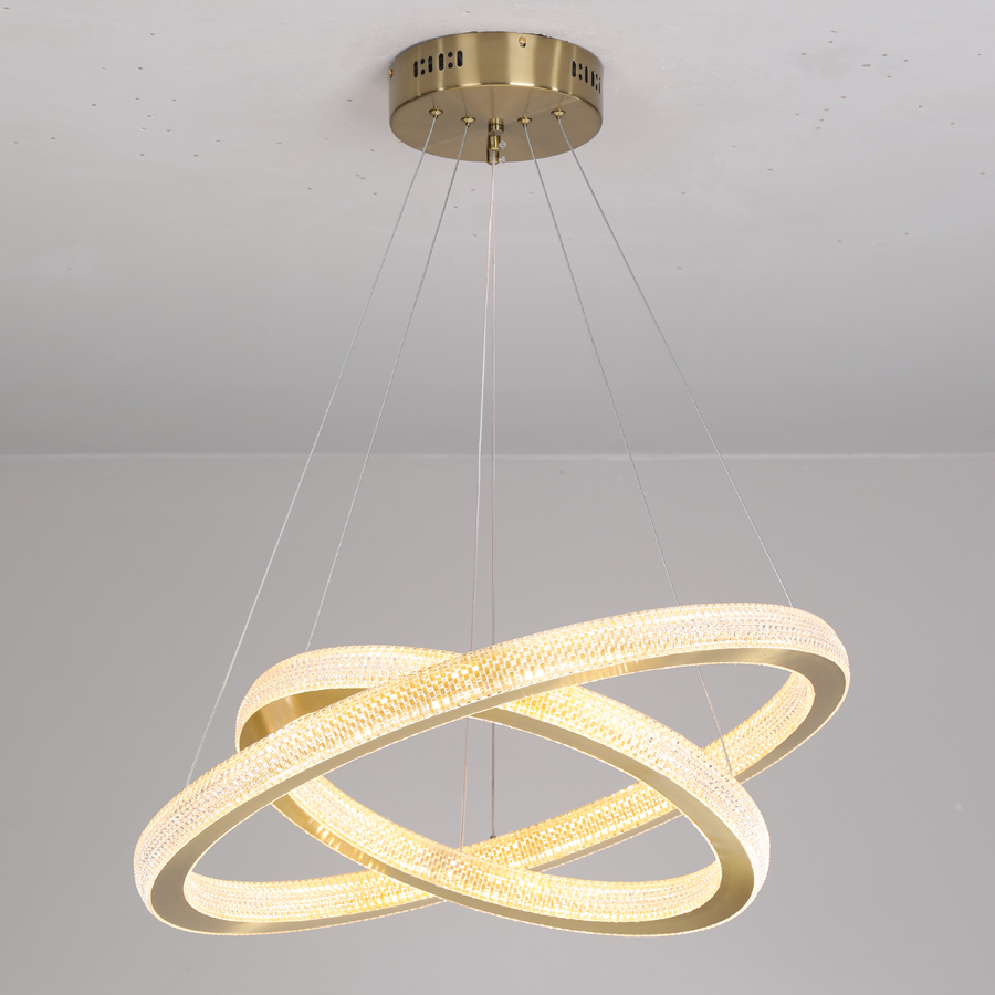 LED Aluminum Acrylic Circle Round Ring Pendant Light Tow Tiers Bright From Two Sizes