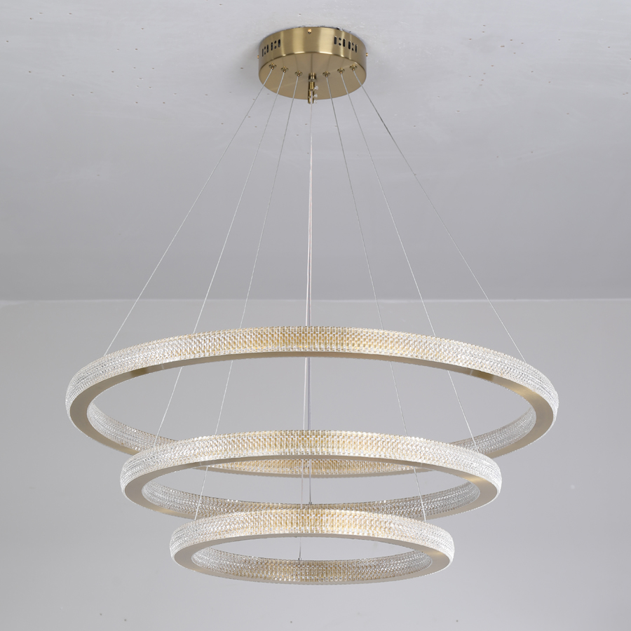 LED Aluminum Acrylic Circle Round Ring Pendant Light Three Tiers Bright From Two Sizes