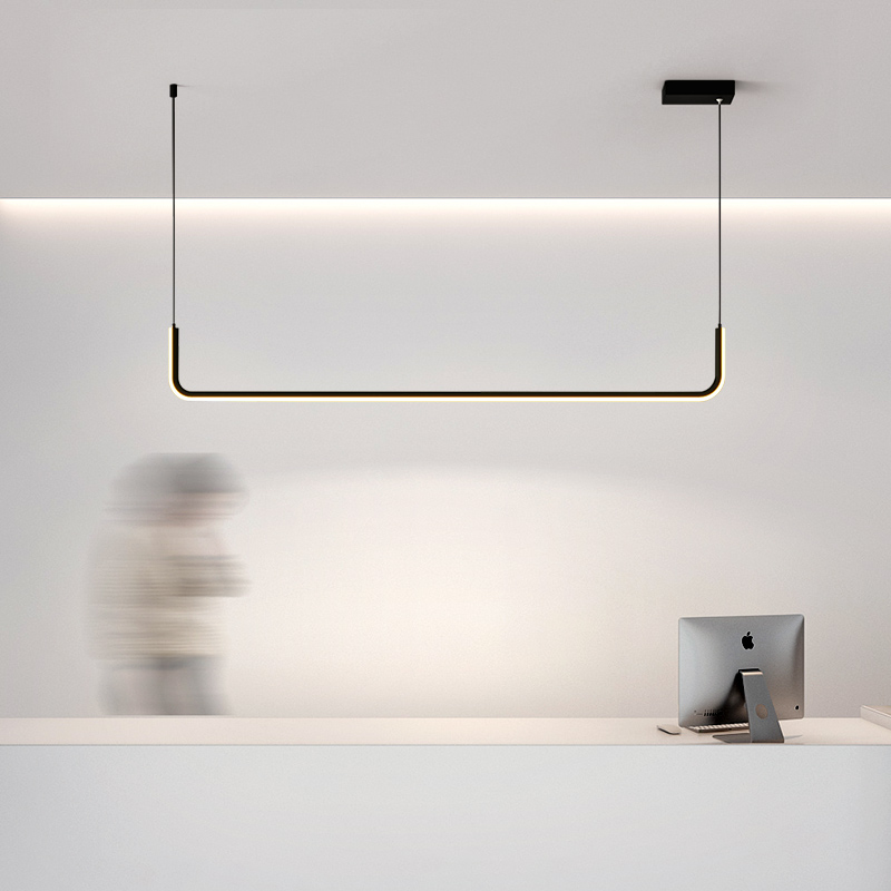 LED Single Linear Dinning Room Pendant Lamp Black Color MT-LD2209-1BK
