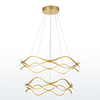 Aluminum Wave shaped LED Pendant Light Two Tiers Gold Color
