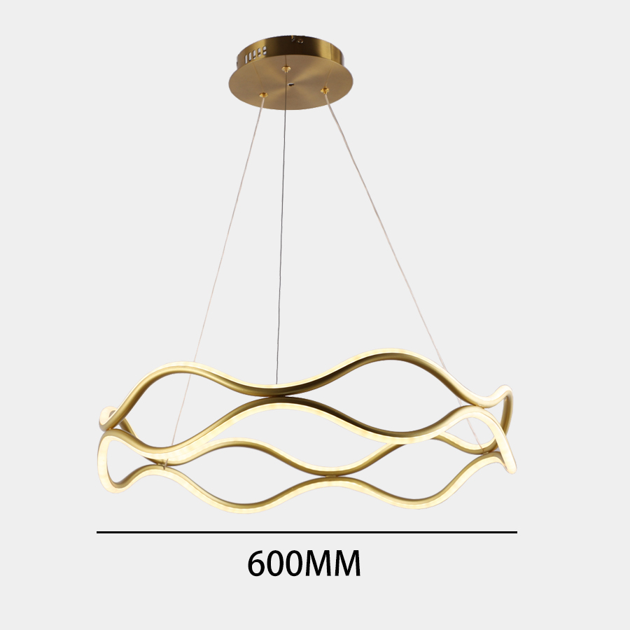 Aluminum Wave shaped LED Pendant Light Gold Color