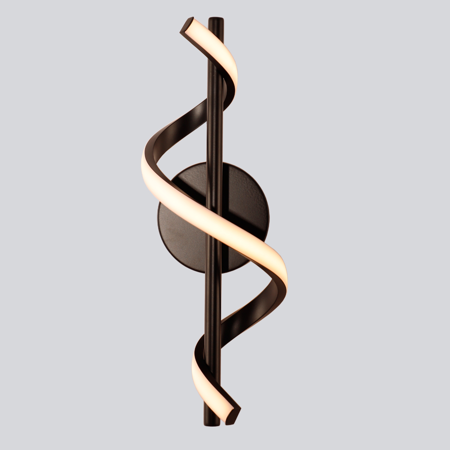 Modern Artistic LED S-Shaped & Spiral Aluminum Wall Light Bedside Wall Lamp Black Color