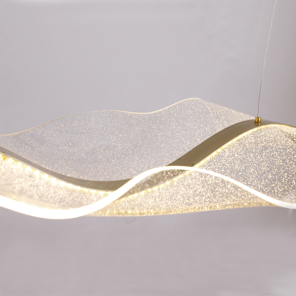 Big LED Wave Aluminum Acrylic Suspended Pendant Light 3000K Chandelier
