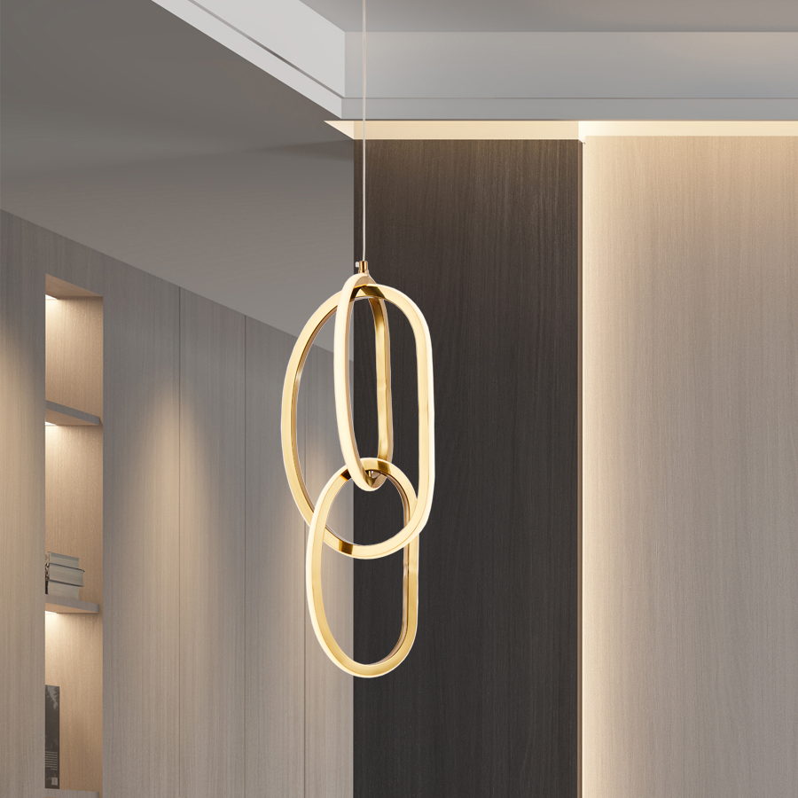 Modern Stainless Steel LED Chandelier Bean-Shaped Pendant Light Elegant Home Lighting