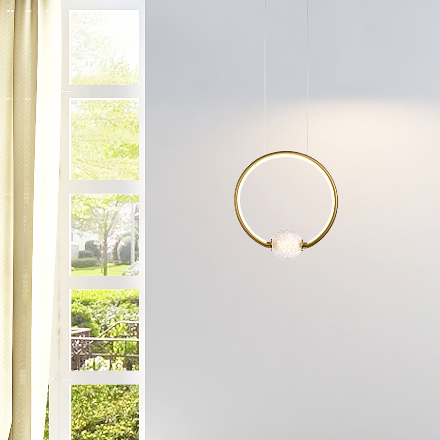 Modern Metal and Crystal Mini Pendant Light for Bedroom