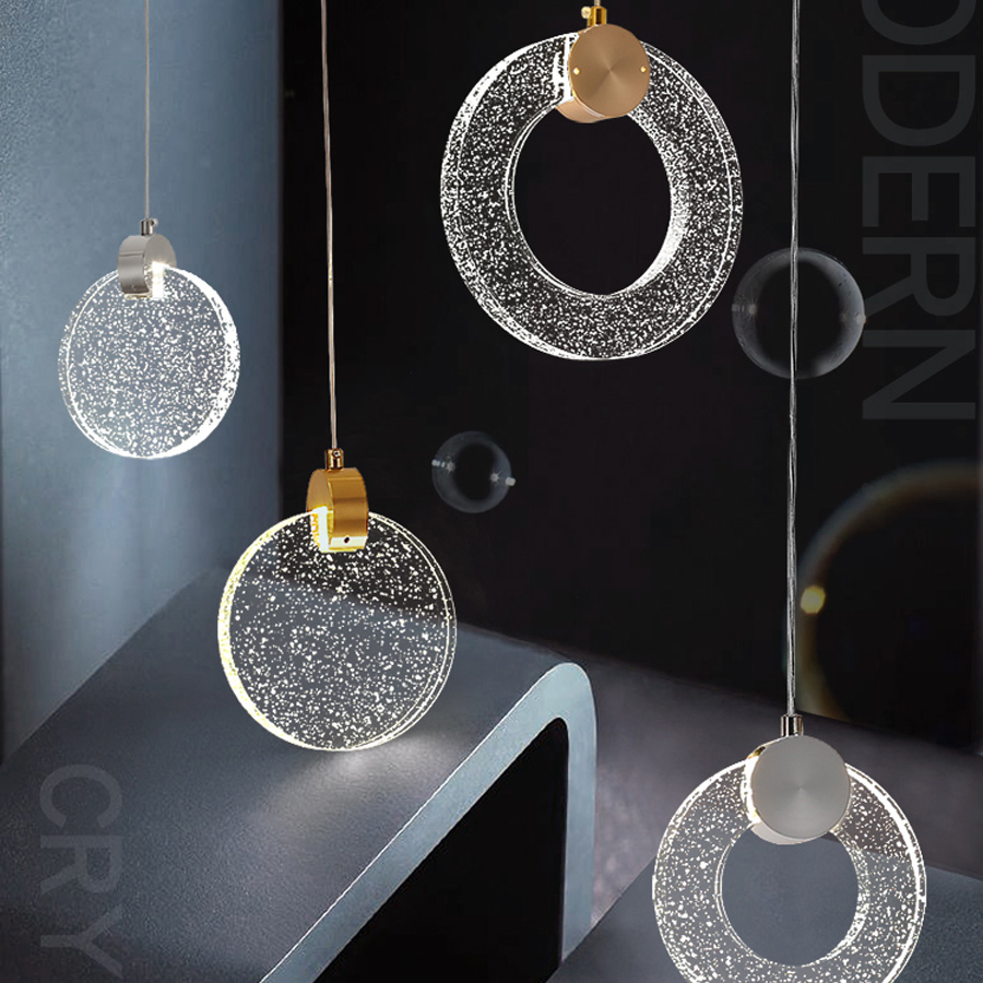Elegant Crystal Glass Circle Ring Pendant Light Indoor Decorative Fixture Perfect For Home Decor