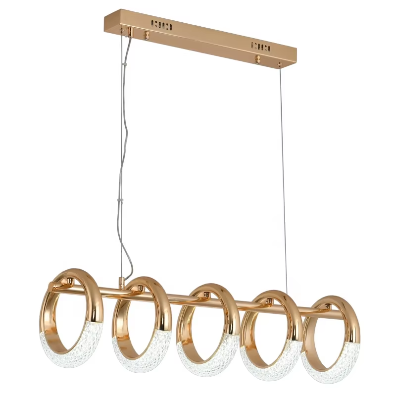  Acrylic Ring Horizontal Pendant Lamp Five Heads Indoor Decorative Chandelier