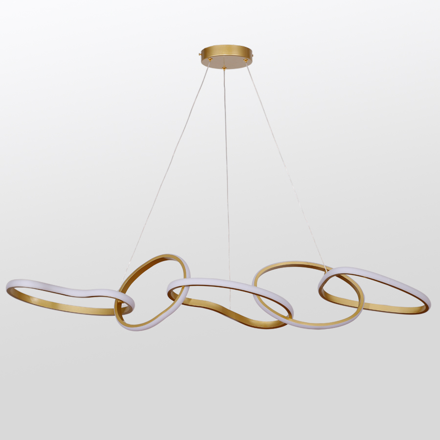 Five-Ring Pea-Shaped Aluminum Chandelier For Interior Decor