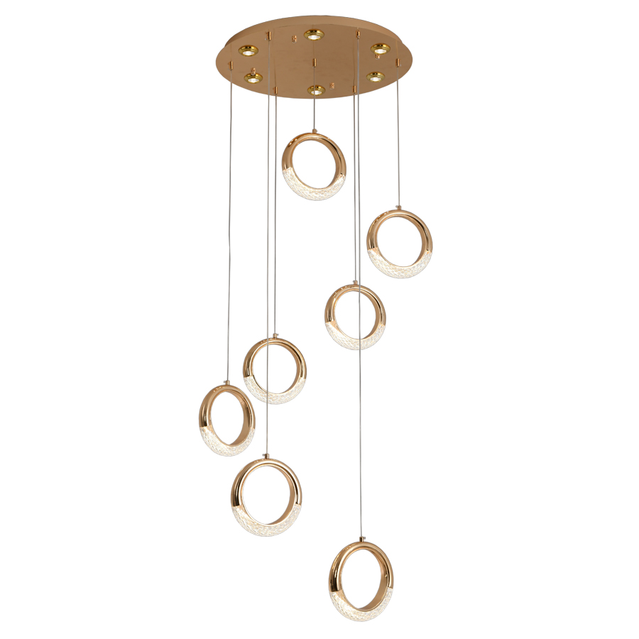  Acrylic Rings Suspended Pendant Light Chandelier For Staircase Decor