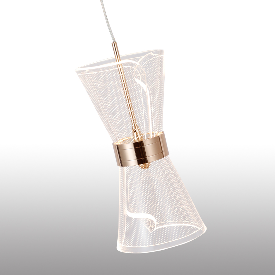 LED Acrylic Spiral Aluminum Small Pendant Light 3000K For Home Decor