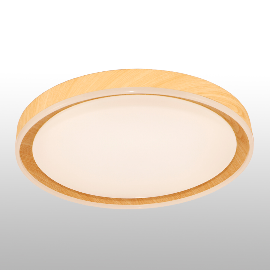 Modern Simple Plastic LED Ceiling Light Wood Color Size 50CM
