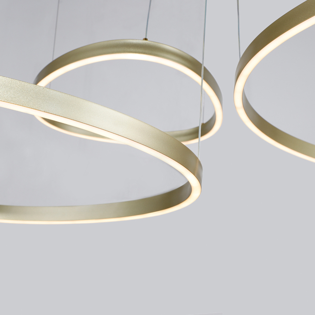 Geometric Aluminum LED Chandelier Three Layers Multi-Temperature Pendant Light