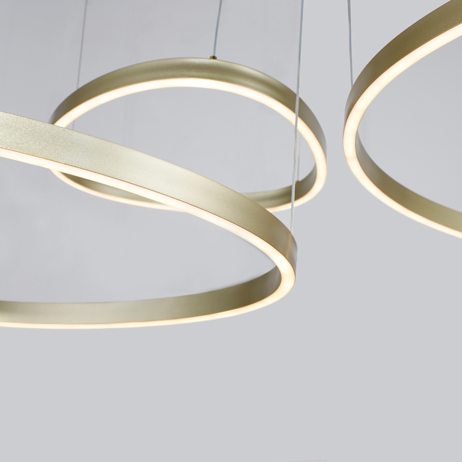 Geometric Aluminum LED Chandelier Three Layers Multi-Temperature Pendant Light