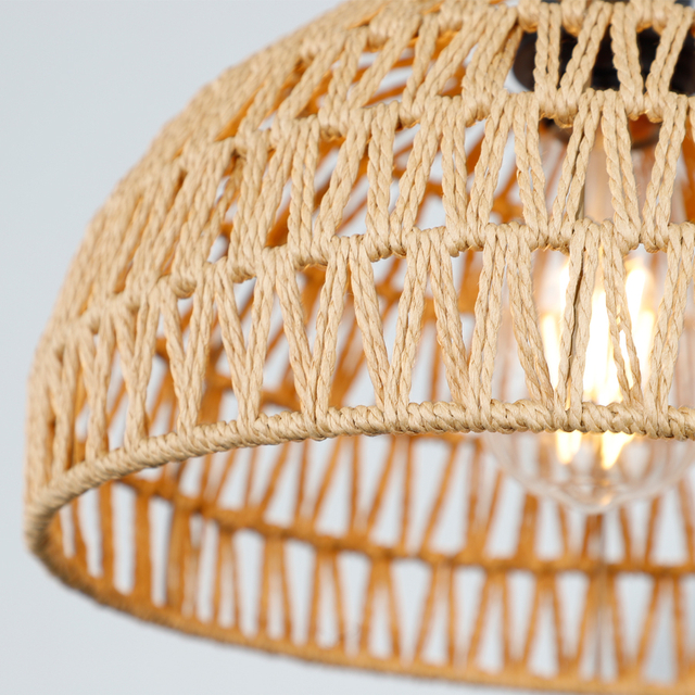 Natural Paper Cord Woven Pendant Light Fixture 