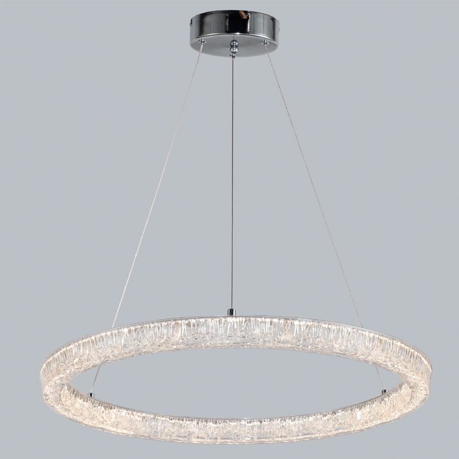 LED Transparent Water-Wave Texture Acrylic Chandelier Chrome Metal For Indoor Use