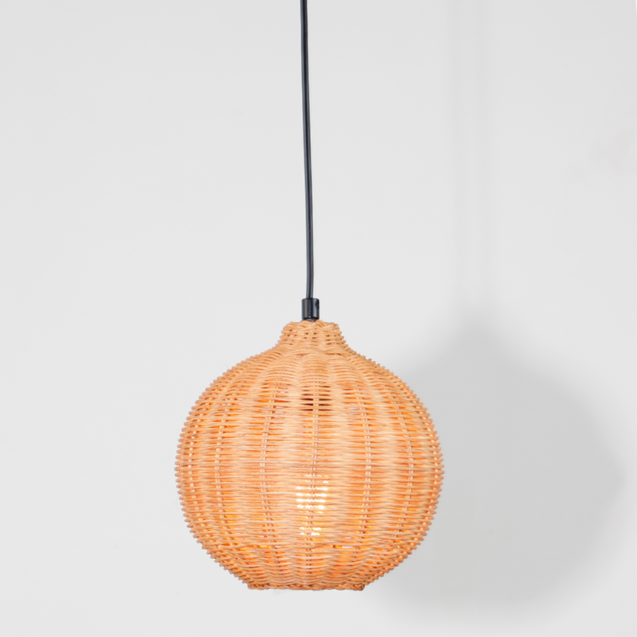 Handwoven Rattan Hemp Rope Pendant Light Vintage Derustic Decor